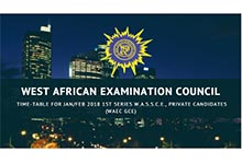 WAEC Publishes the Examination Time-Table for Jan/Feb 2018